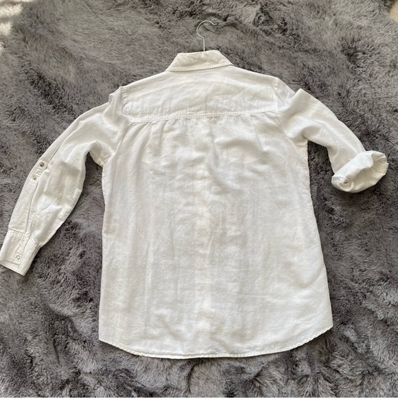 David Brooks White Linen/Cotton Versatile Sleeve Length Shirt/Jacket. Size M - Picture 3 of 10